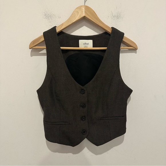 Aritzia Wilfred Desire Vest Dark Brown Like New Size 4 - Picture 3 of 6